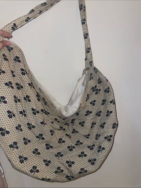 Beige Floral Print Hobo Bag